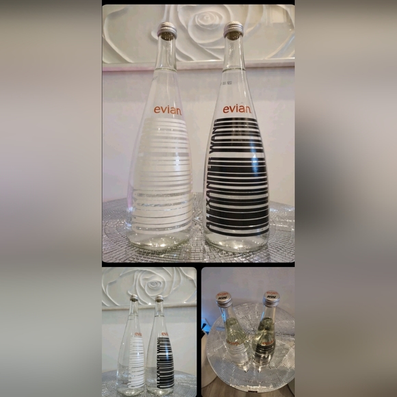 🖤Alexander Wang 2015 designer Evian collectible bottle set of 2 black & white - Picture 4 of 4